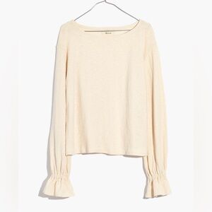 Madewell- Texture & Thread Beige Long Sleeve Ruffle Cuff Top.S.Originally $49.50